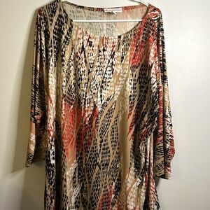 JM Collection long sleeves top size 2x orange black browns office wear everyday